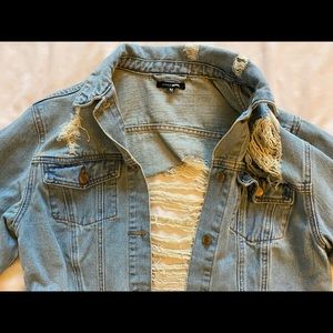 cropped ripped denim jacket
